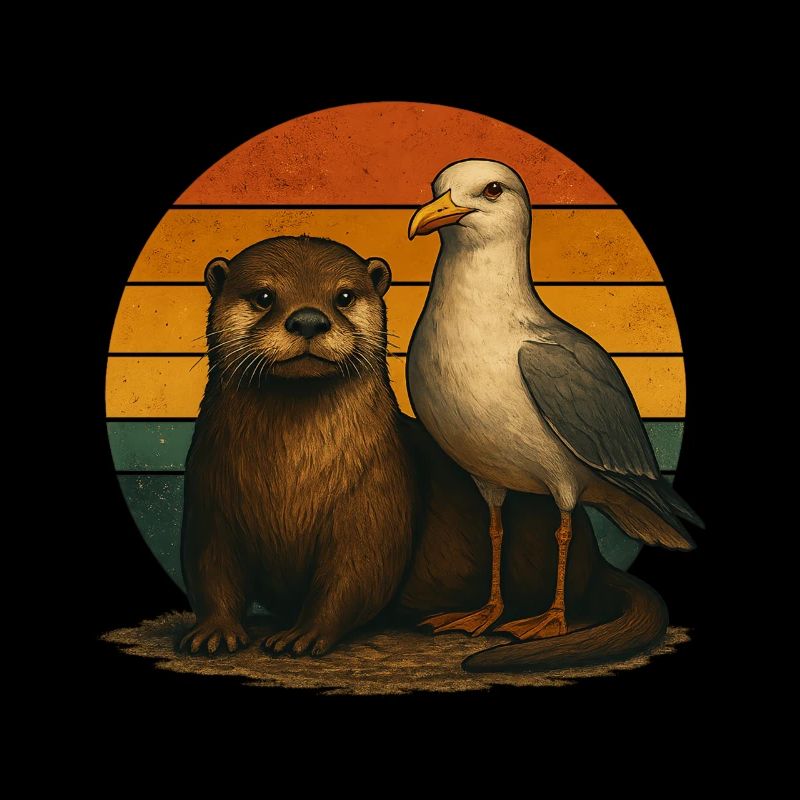 Otter Möwe Retro Tierfreunde