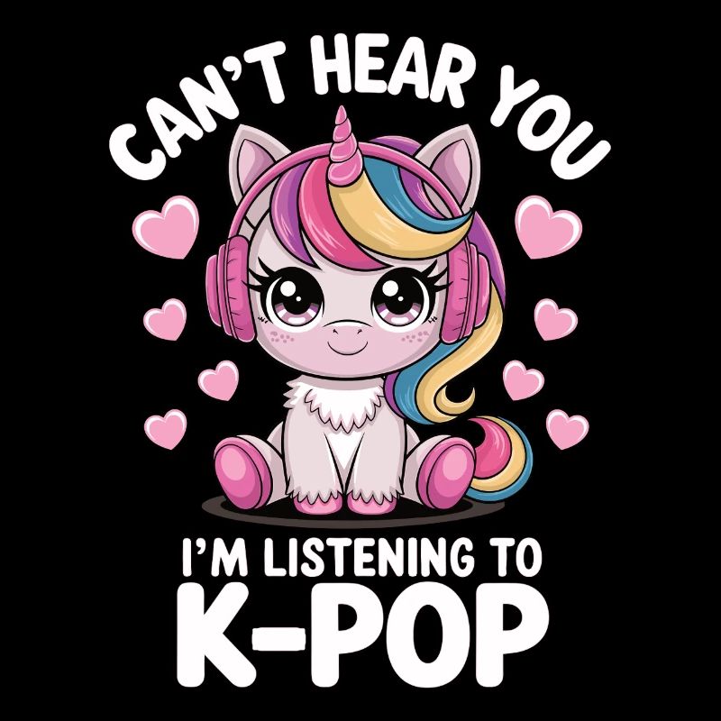 Auditeur de K-Pop de Kawaii Unicorn