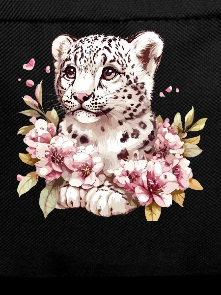 Leopard cub with flower wreath