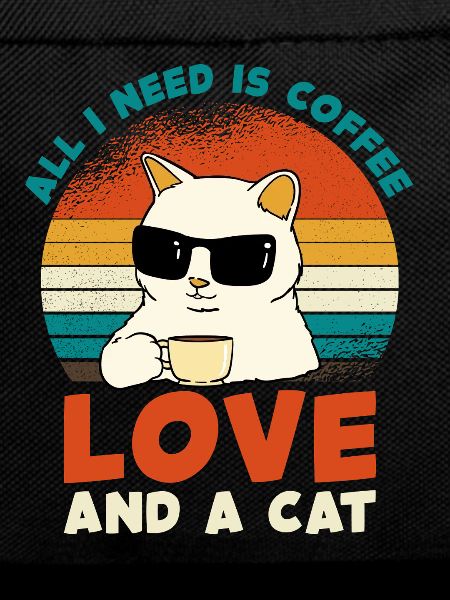 Coffee Cat Love Retro