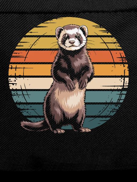 Retro pattern ferret in sunset