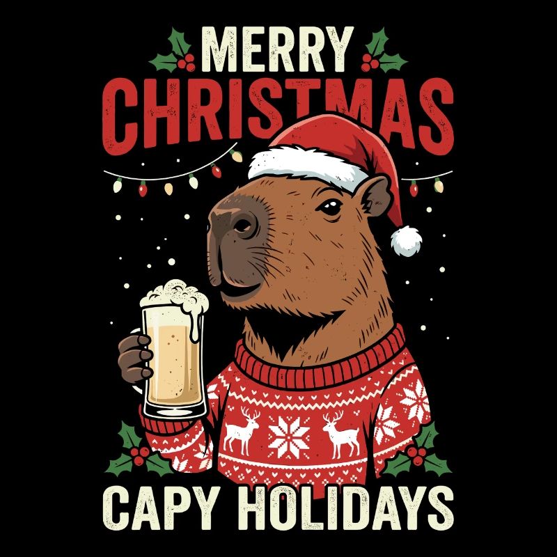 Pull de fête de Noël Capybaras