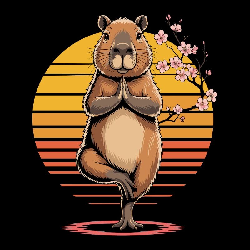 Capybara Yoga Meditation Abendrot