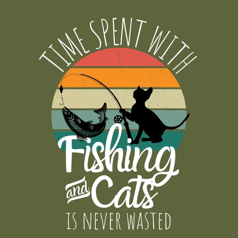 Fishing & Cats – Retro Freizeitdesign