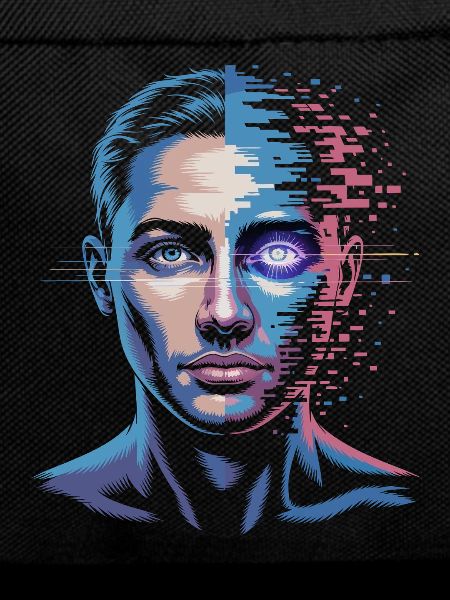 Digitaler Mensch mit Glitch-Effekt