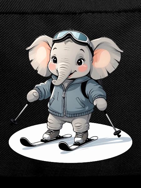 Skiing Elephant Pullover Hoodie