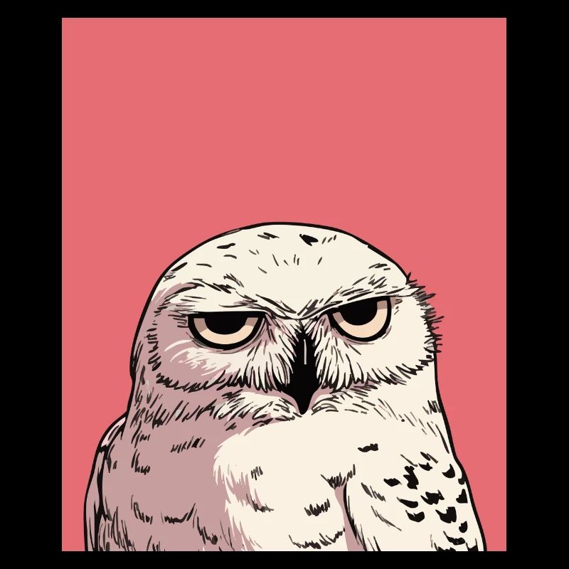 Grumpy Owl Illustration – Urteilende Tierkunst De