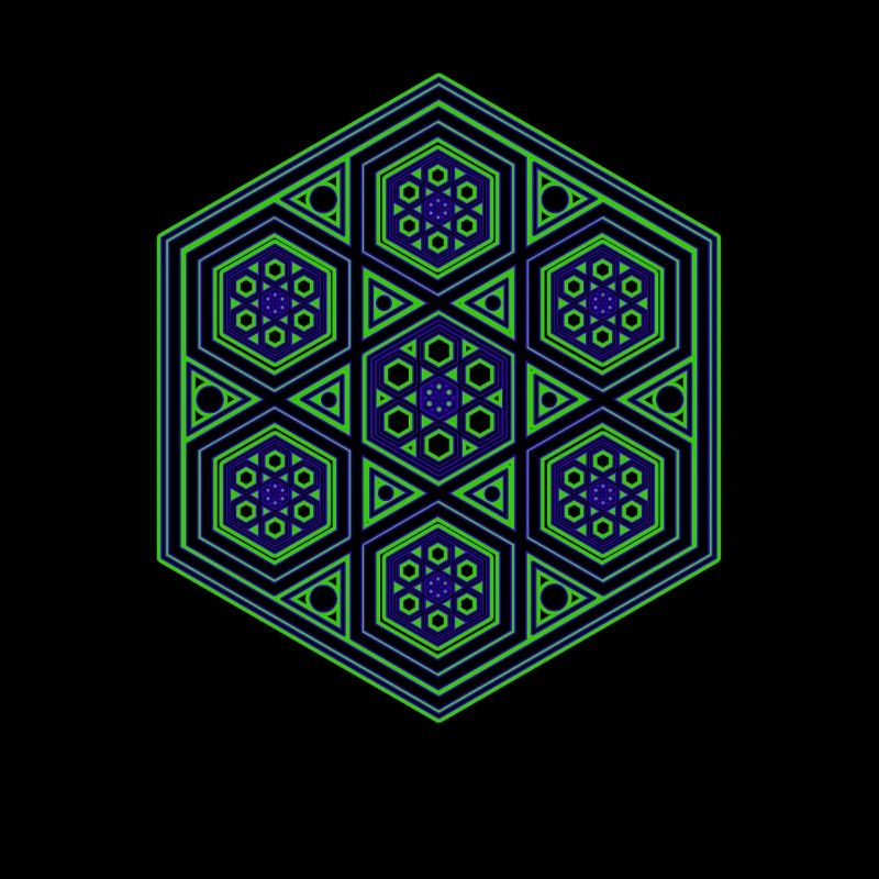 Yoga Meditation Dancing Kaleidoscope Hexagon Pattern