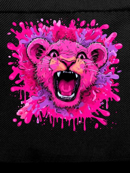 Pinker Löwe im Farbschwall