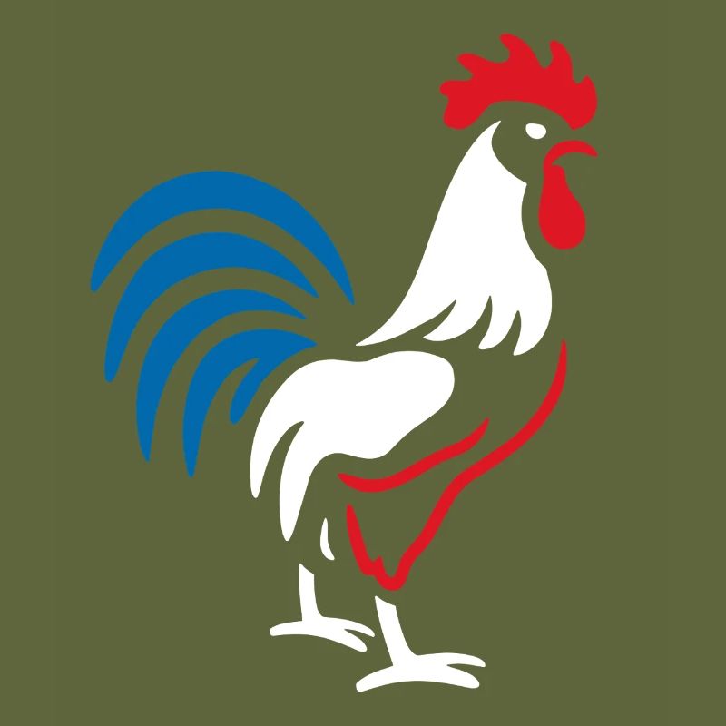 Vibrant blue red rooster