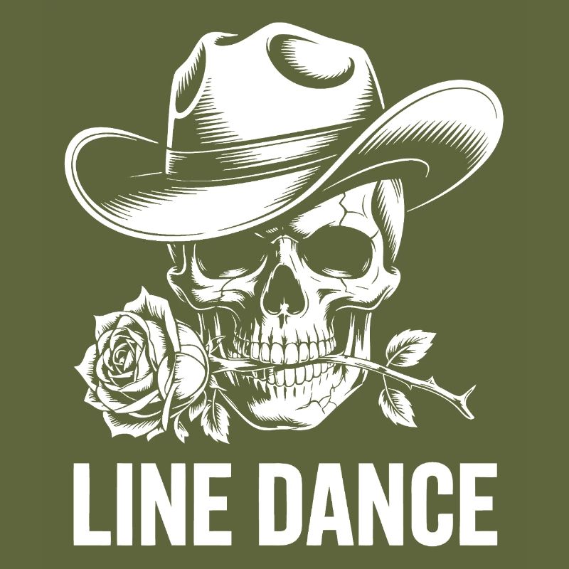 Line Dance Skull mit Rose