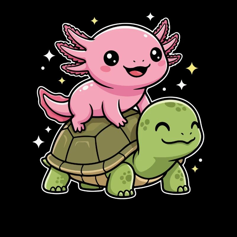 Axolotl und Schildkröte