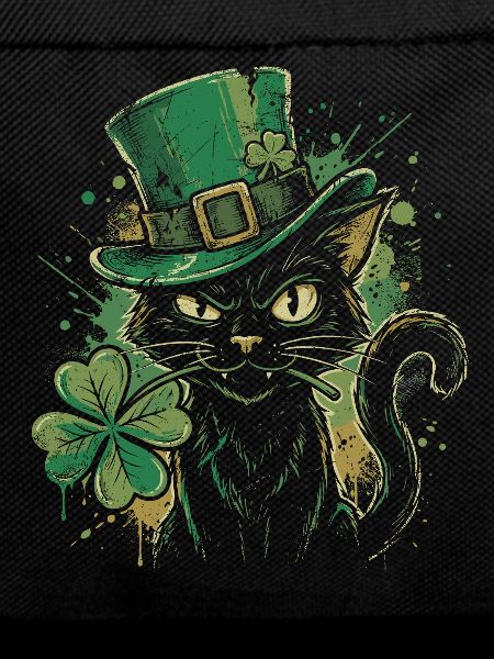 Green cat purr with shamrock