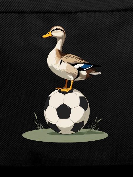 Duck balances soccer ball