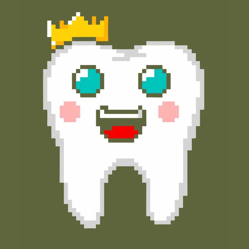 Royal Tooth with Crown Pixel Art