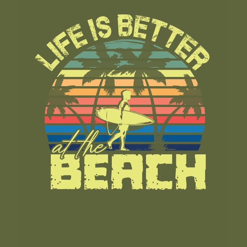 Beach Surfer Retro Sunset