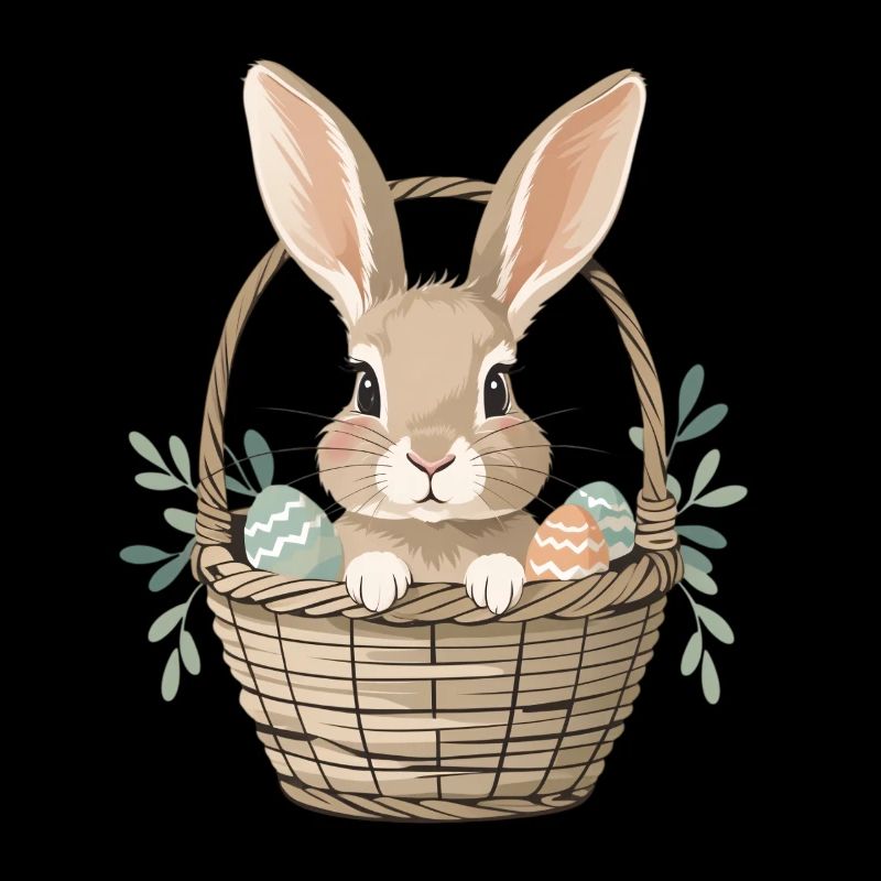 Fröhlicher Osterhase im Korb