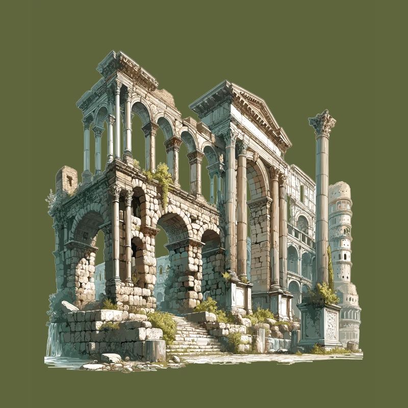 Ancient Ruins Architecture Illustration