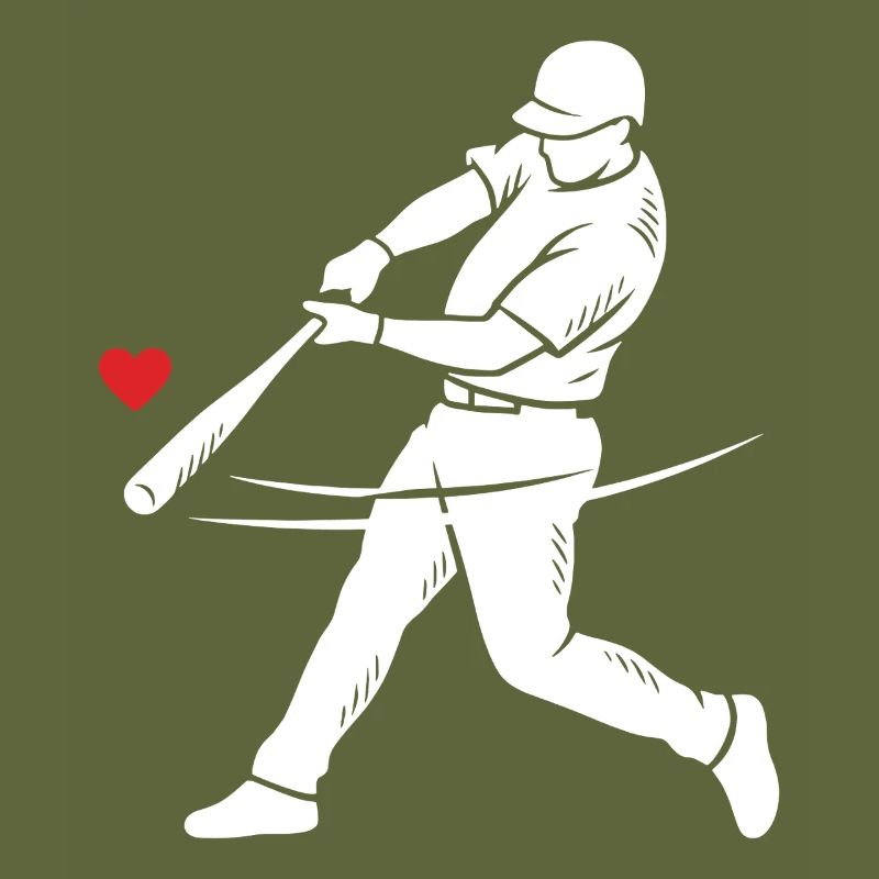 Baseball Schlagmann Silhouette Herz