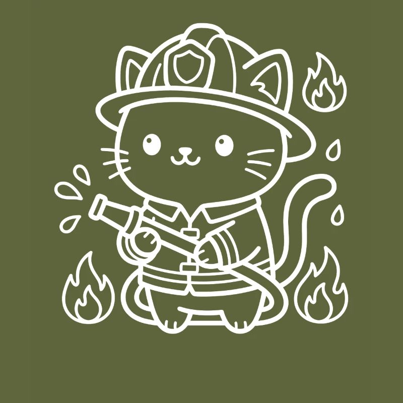 Firefighter Kawaii Cat