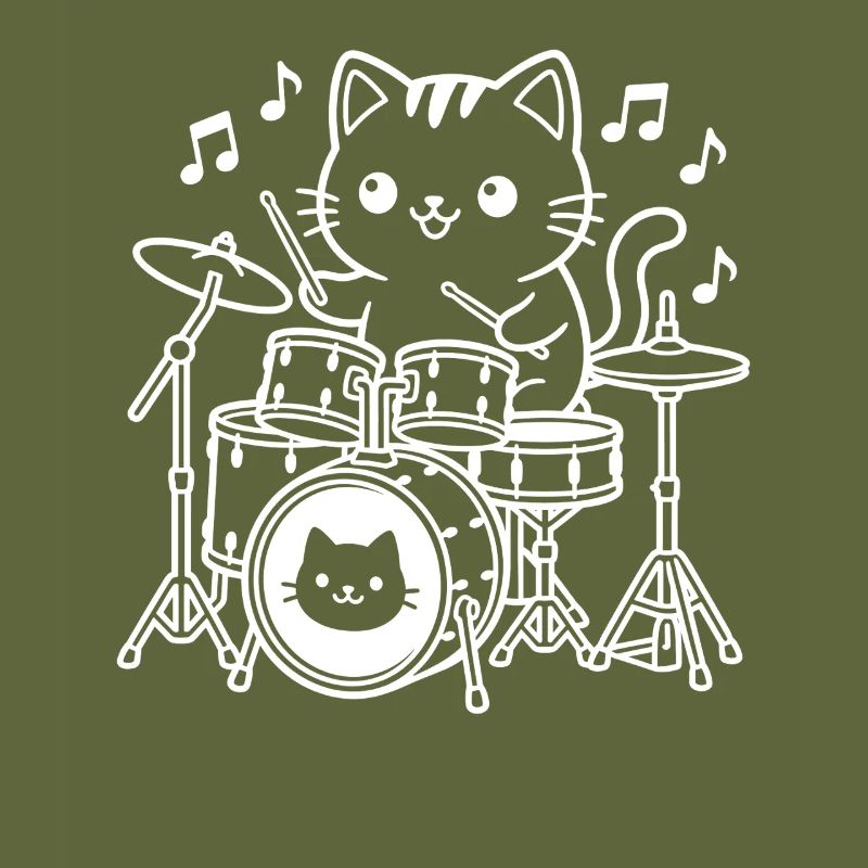 Kawaii Cat Drummer