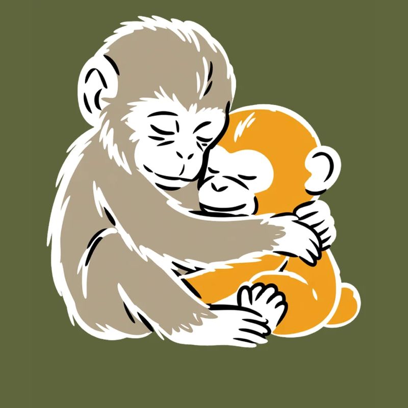 Monkey Hug Duo Illustration