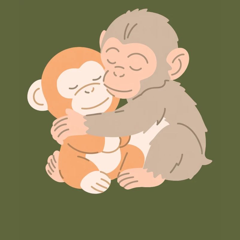 Hugging Monkeys Embrace