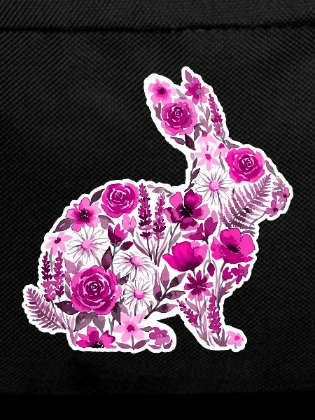 Bunny Silhouette Flowers Pink