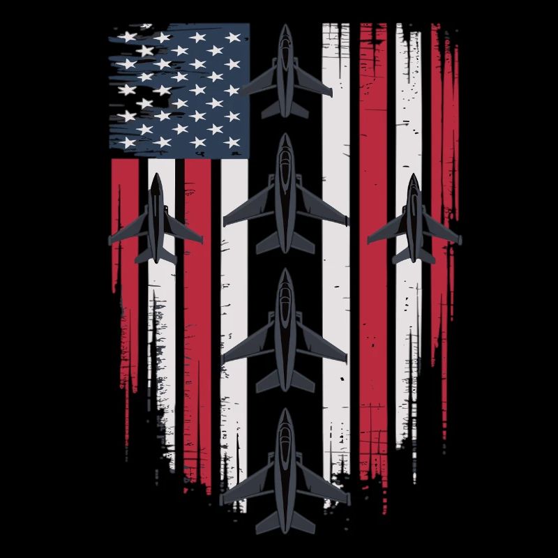 Jet Fighter USA Flag – Pilot Airplane