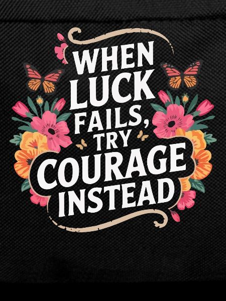 Courage Over Luck Floral Quote