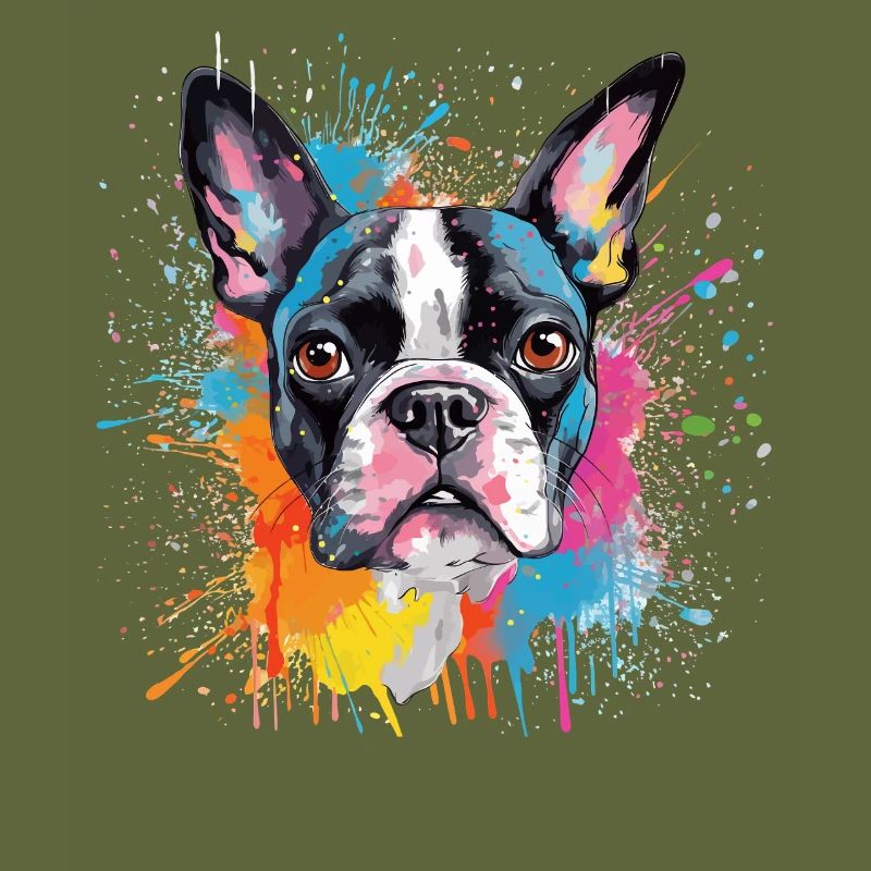 Portrait éclaboussé du Boston Terrier