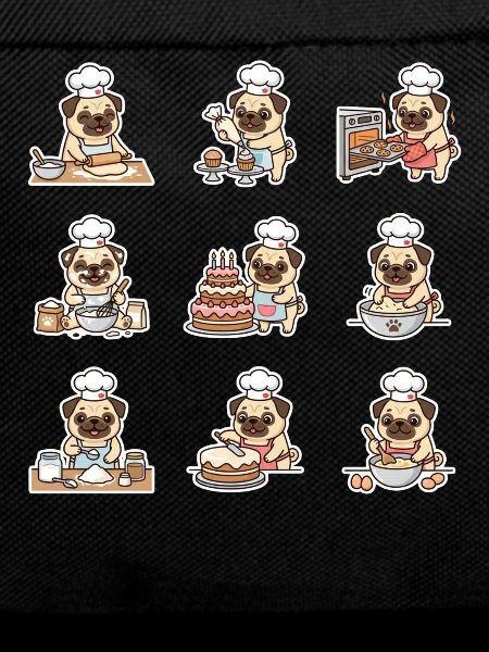 Funny Pug Baecker Baking Pastry Chef