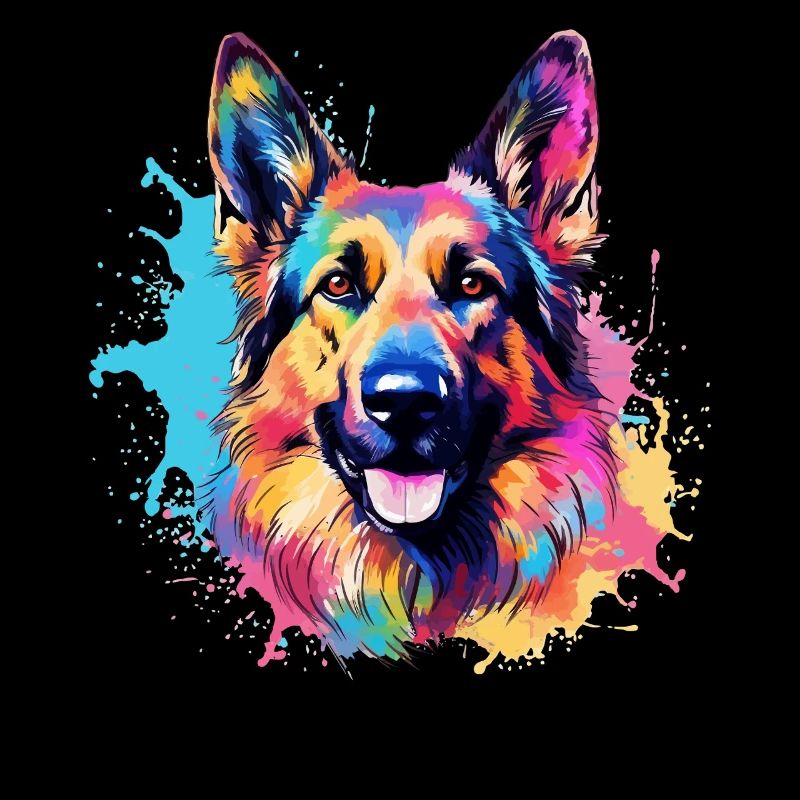 Bunte Hunde-Splash-Art Deutscher Schäferhund