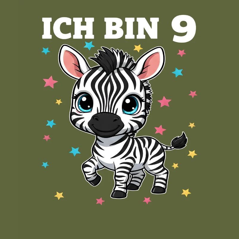 Ich bin 9 - Süßes Zebra zum 9. Geburtstag