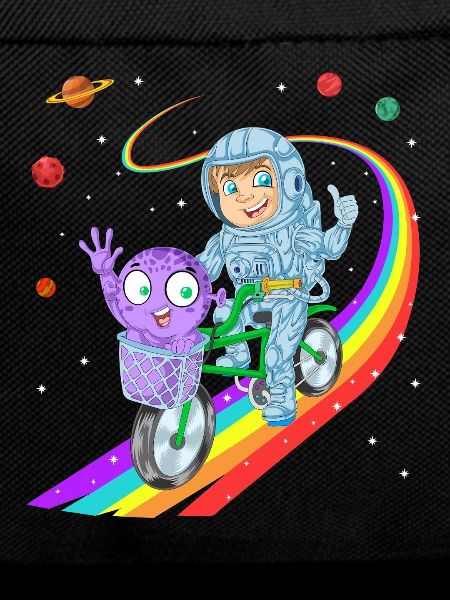 Boy Riding Cycle With Alien Shirt