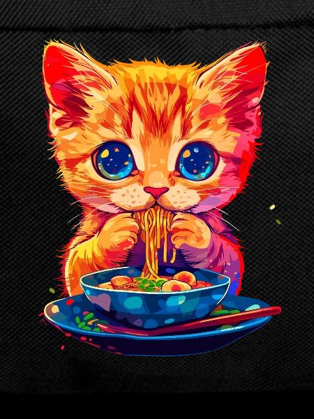 Cute cat motif with noodles