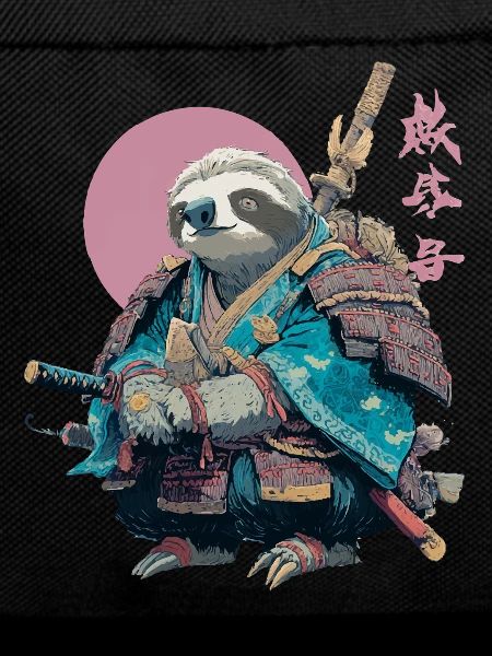 Faultier-Samurai in blauer Rüstung