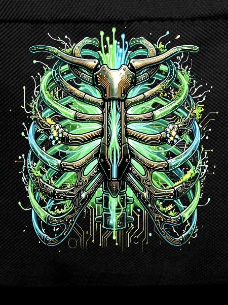 Cyber Rib Cage Skeleton Sci-Fi Illustration