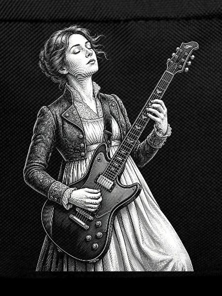 Jane Austen plays guitar