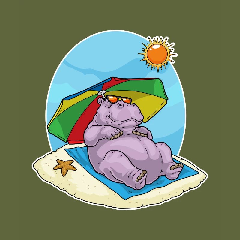 Hippopotamus Beach Parasol Summer