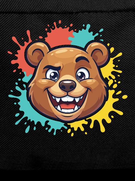 Cheerful bear head with paint splashes