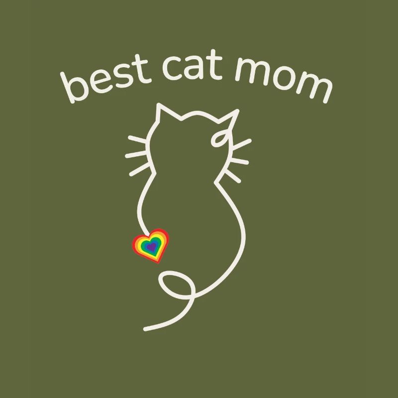 Best Cat Mom Regenbogenfarben Herz minimalistisch
