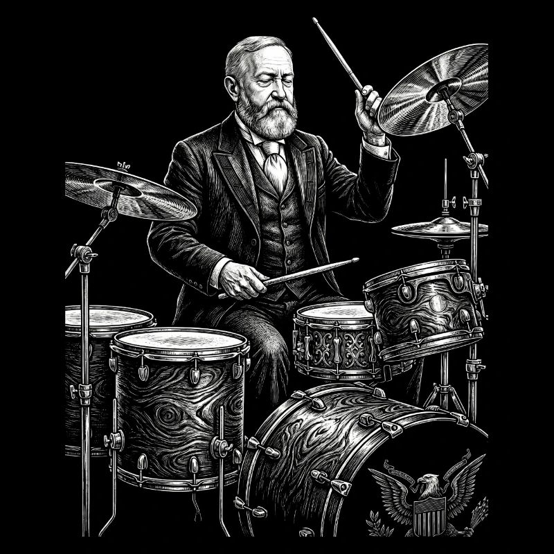 Benjamin Harrison joue de la batterie