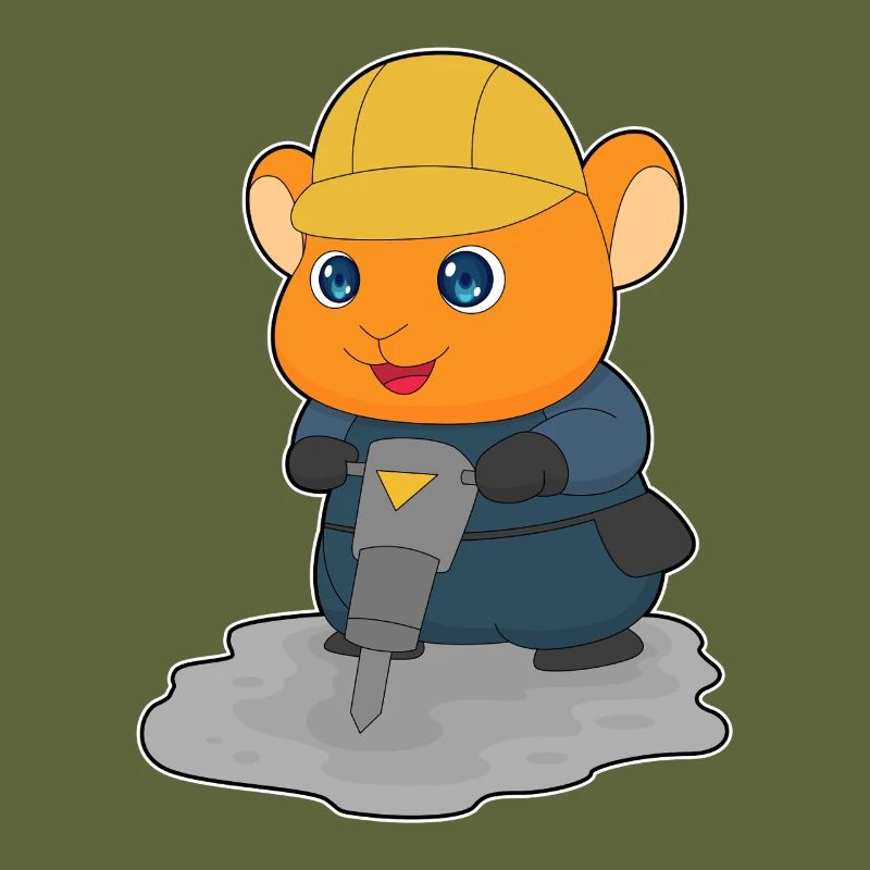 Hamster Construction Worker Jackhammer Construction Site