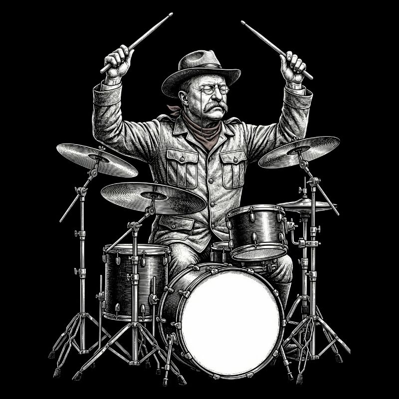 Theodore Roosevelt joue de la batterie