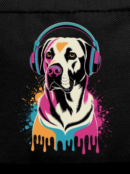 Labrador with headphones