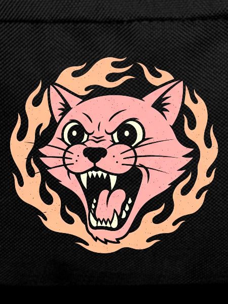 Flame Cat Pink Fire Head