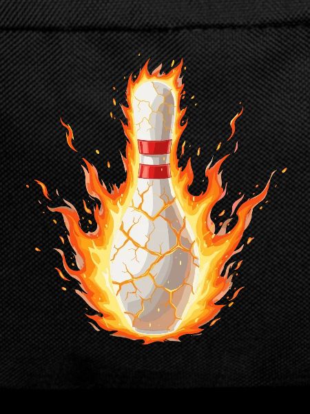 Blazing bowling pin in lava crack