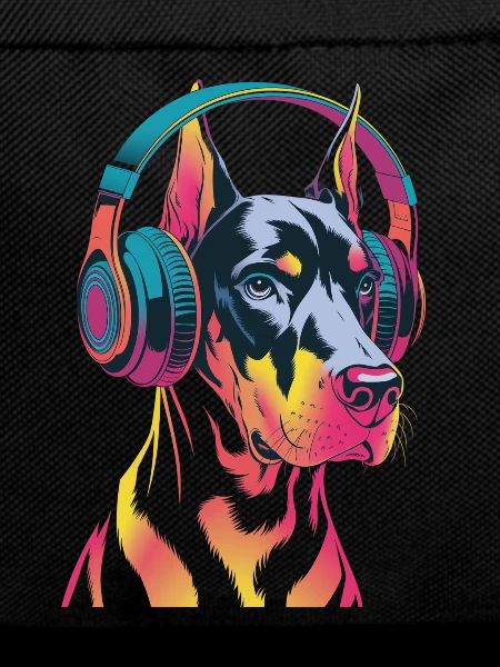 Doberman avec casque