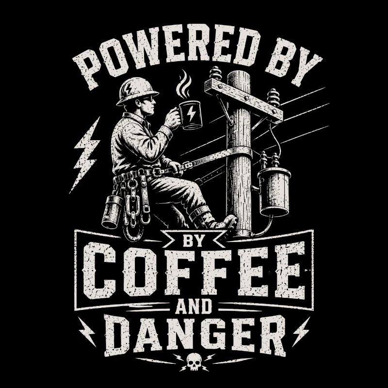 Installateur de lignes électriques à travers le café et le danger